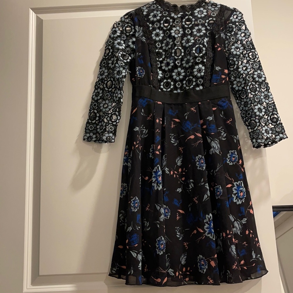 ASOS - Petite Long Sleeve Crochet Dress Black Sz 0